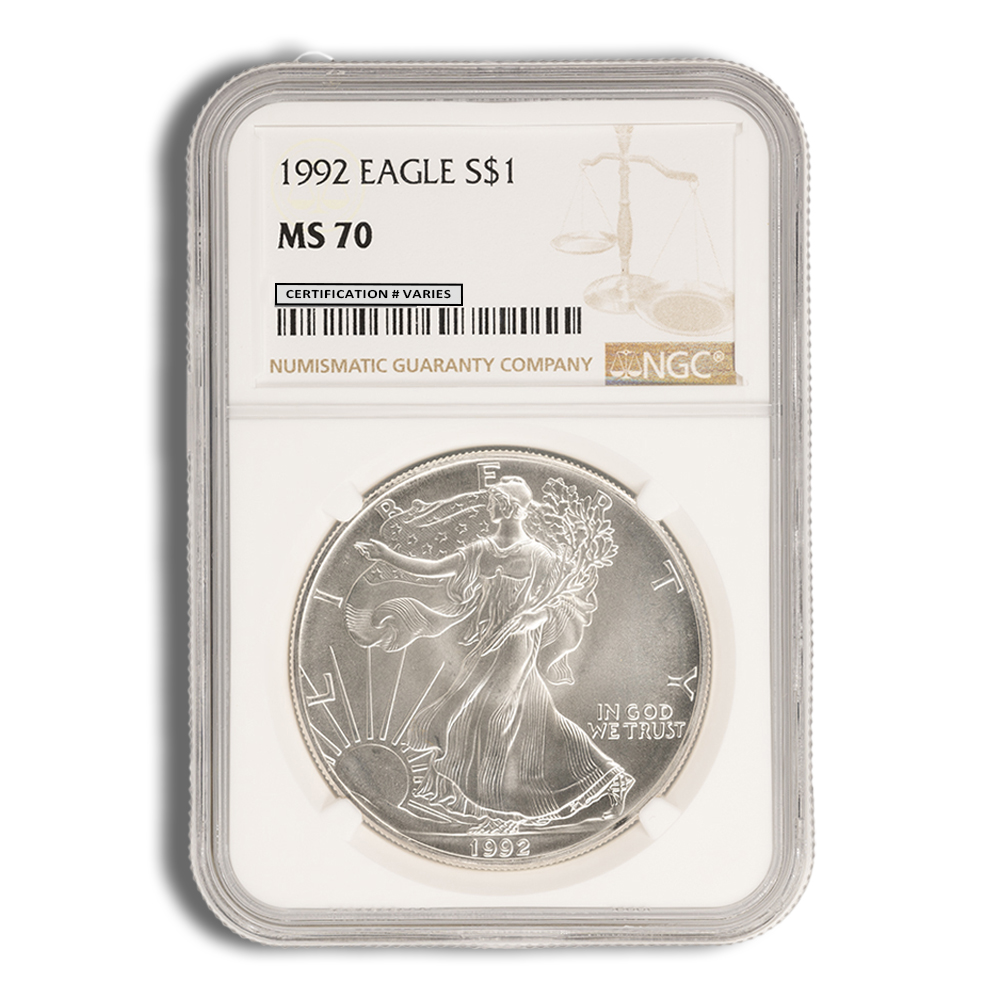 1992 Silver American Eagle - NGC MS70