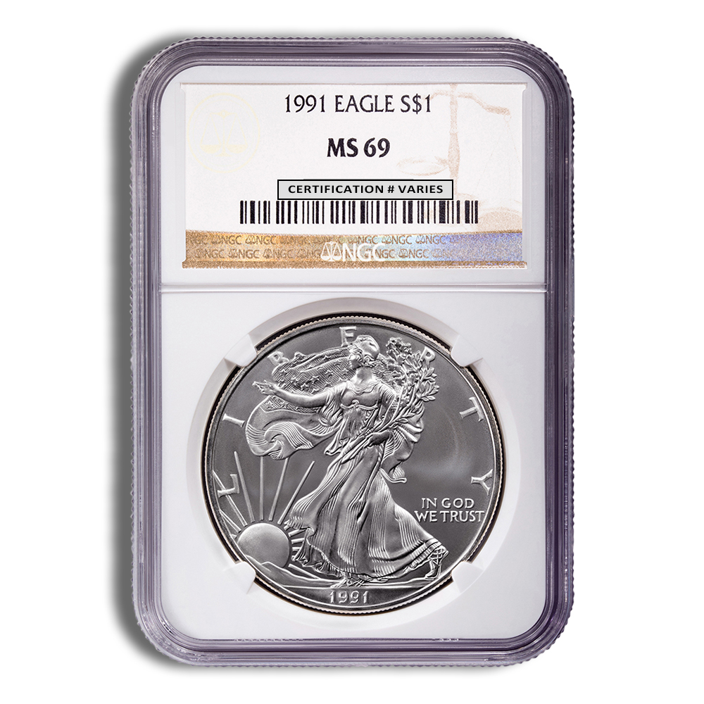 1991 Silver American Eagle - NGC MS69