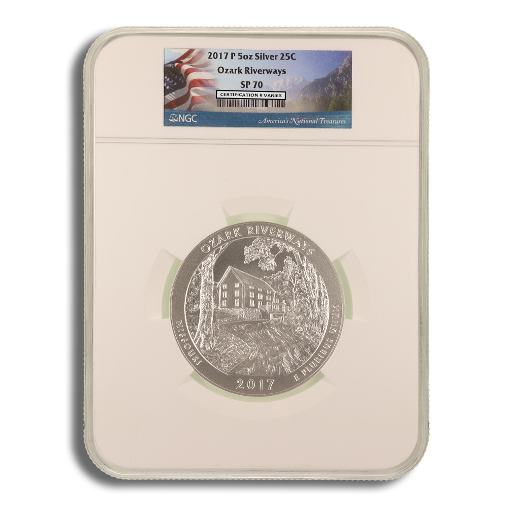 2017-P 5 Oz America The Beautiful Ozark Silver Coin - NGC SP70