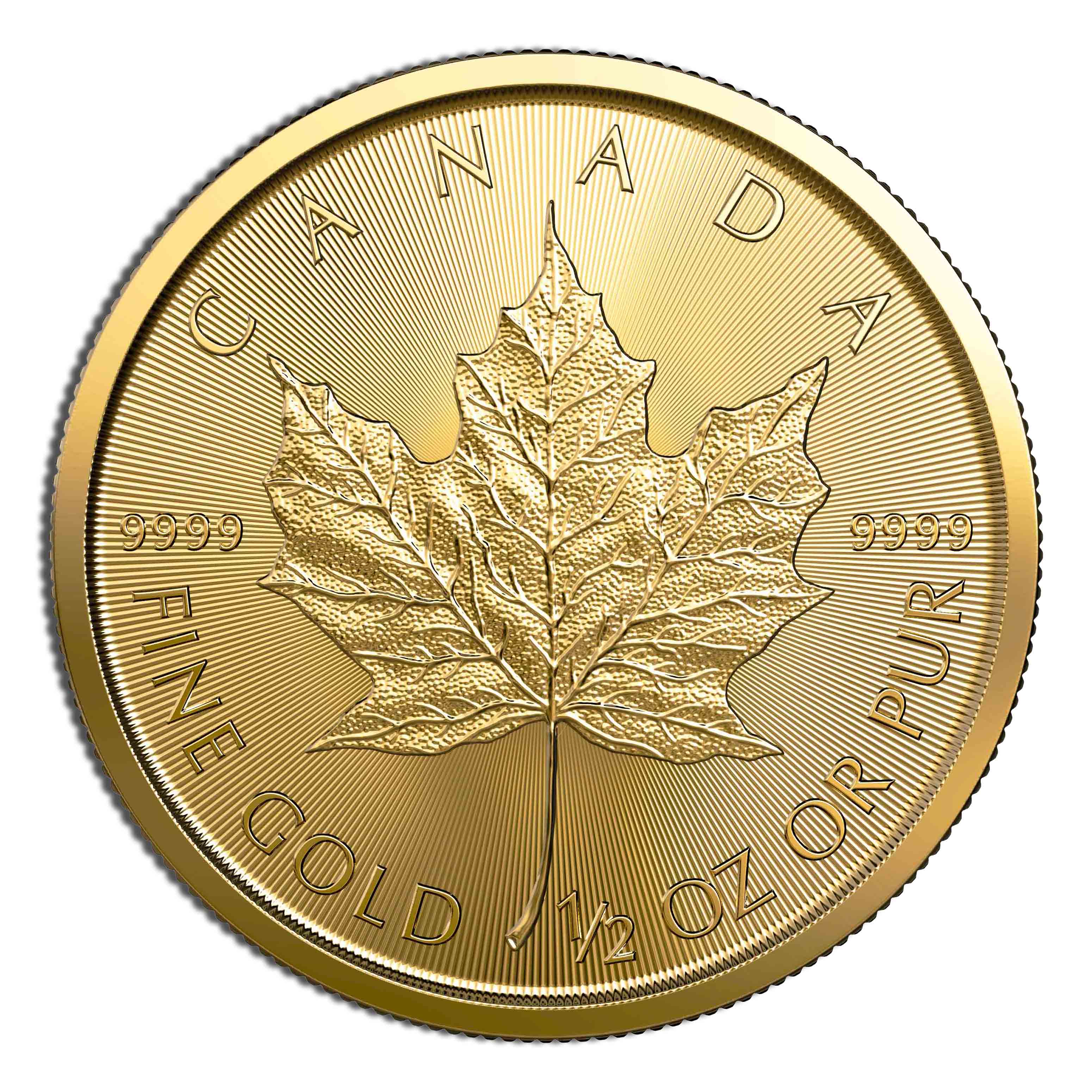 1/2 Oz Gold Canadian Maple Leaf - BU (Random Year, Sealed Packaging)