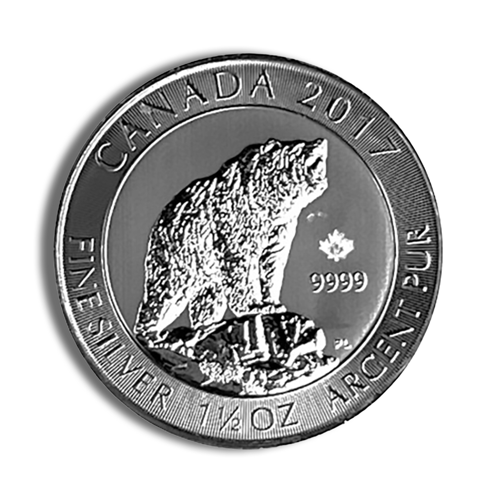 2017 1.5 Oz Canadian Grizzly Bear Silver Coin - BU