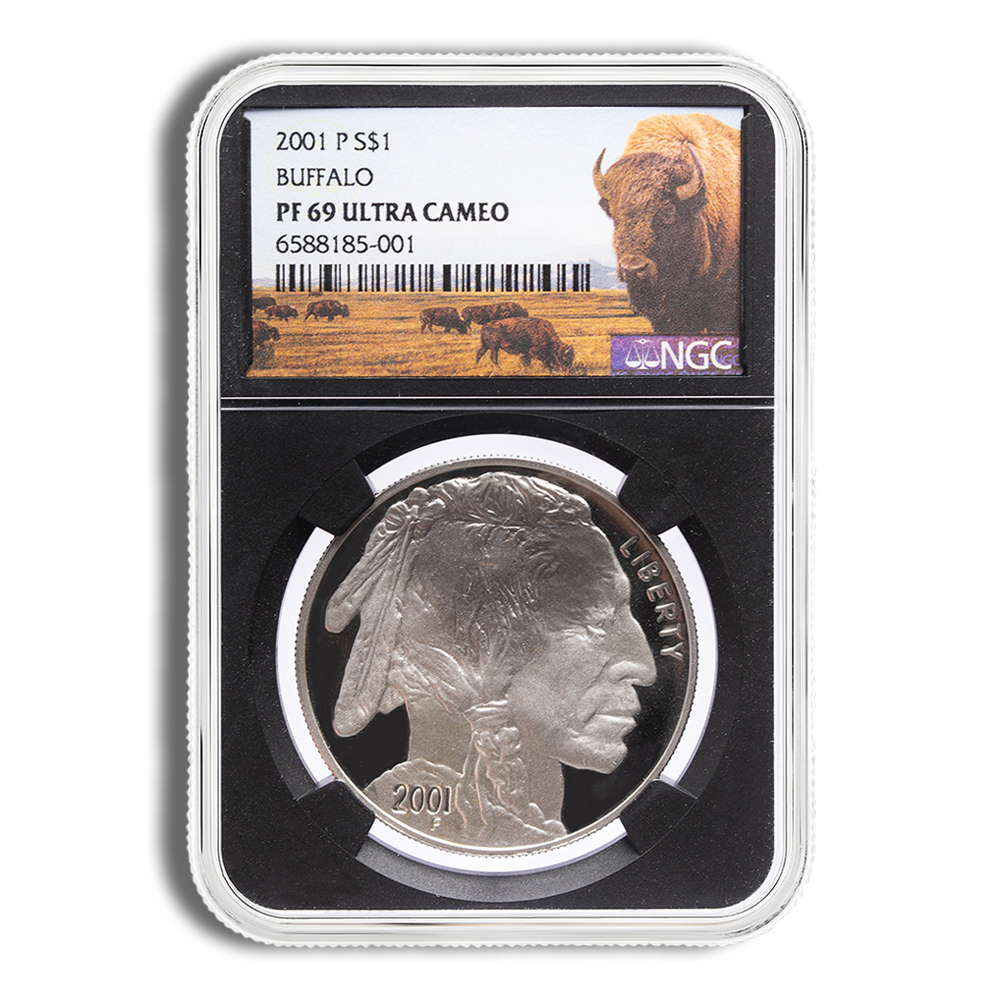 2001-P $1 Silver Buffalo Commemorative - NGC PF69 (Black Slab)