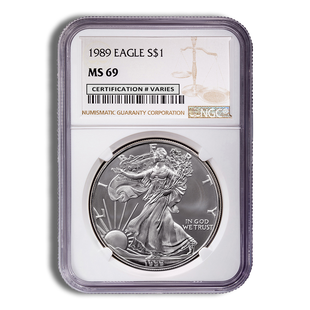 1989 Silver American Eagle - NGC MS69