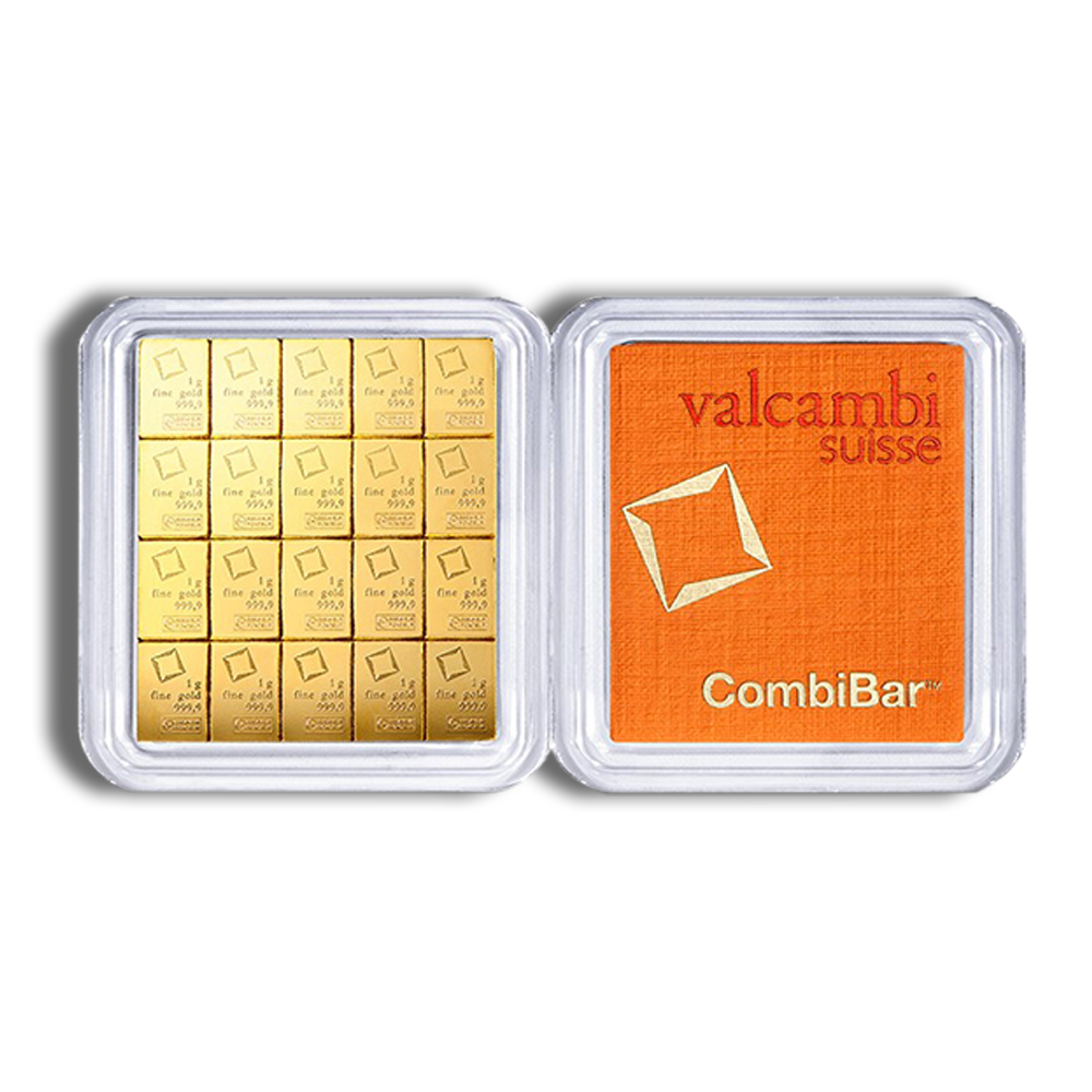 20 x 1 Gram Gold Bar Valcambi CombiBar™ (In Assay Card)