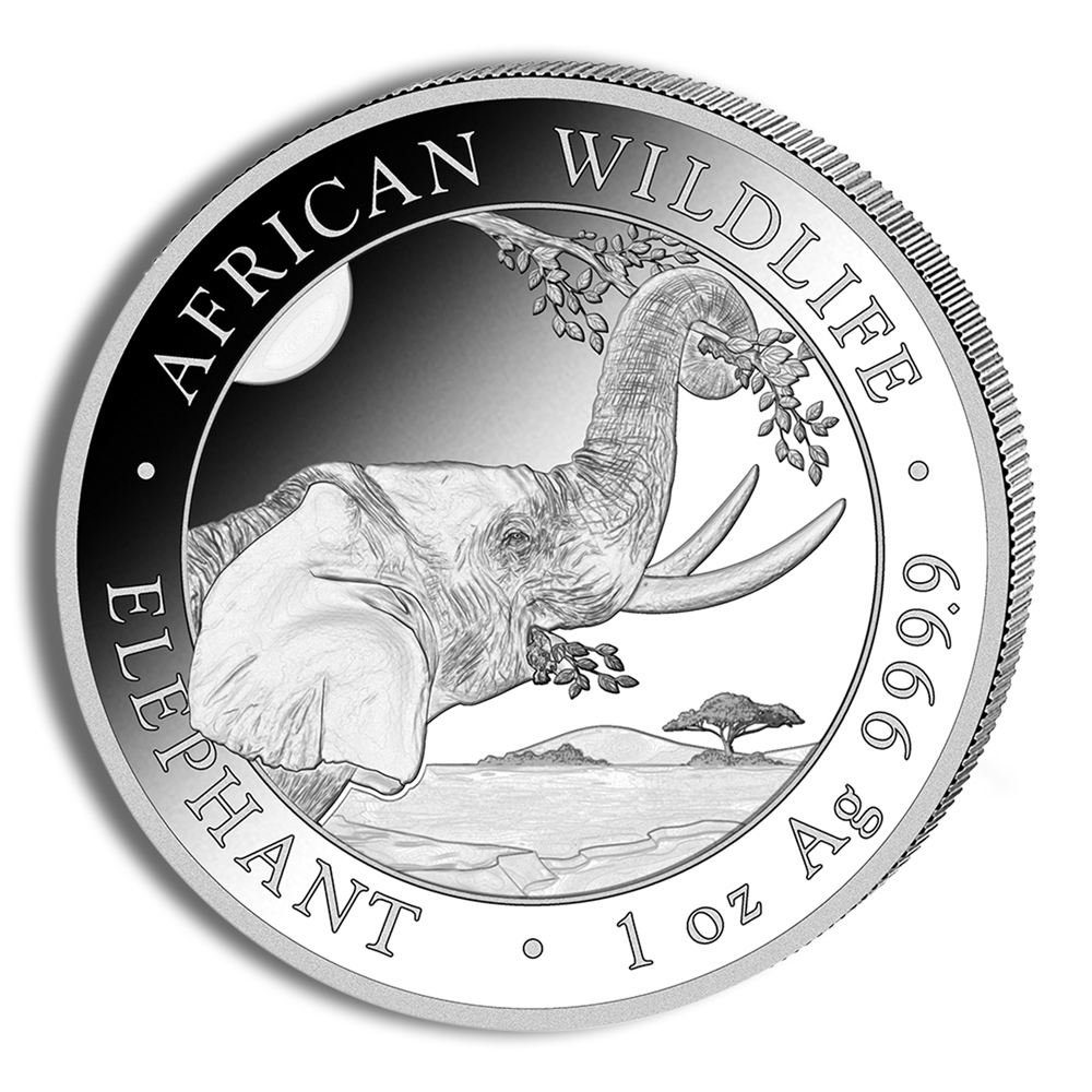 2023 1 Oz Silver Somalia Wildlife Elephant Coin - BU