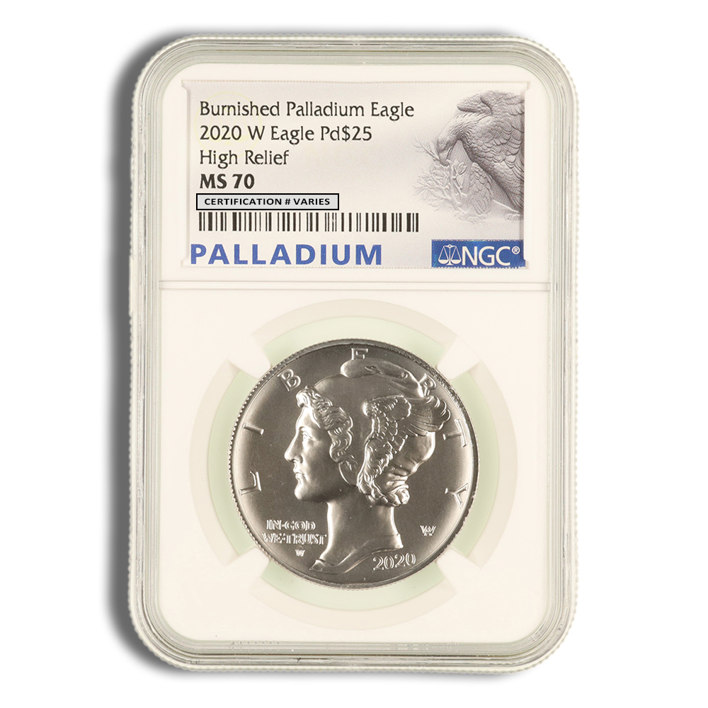 2020-W 1 Oz Burnished Palladium American Eagle - NGC MS70