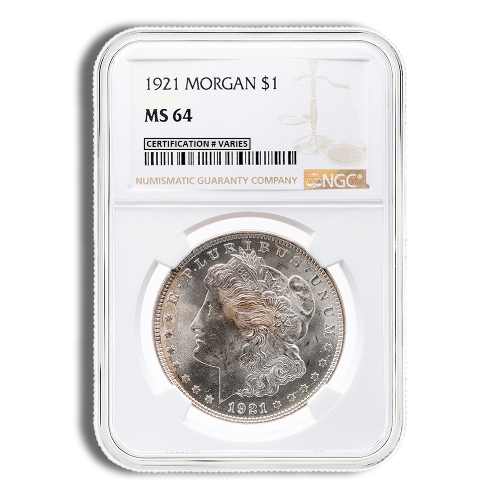 1921 Morgan Silver Dollar - NGC MS64 Toned