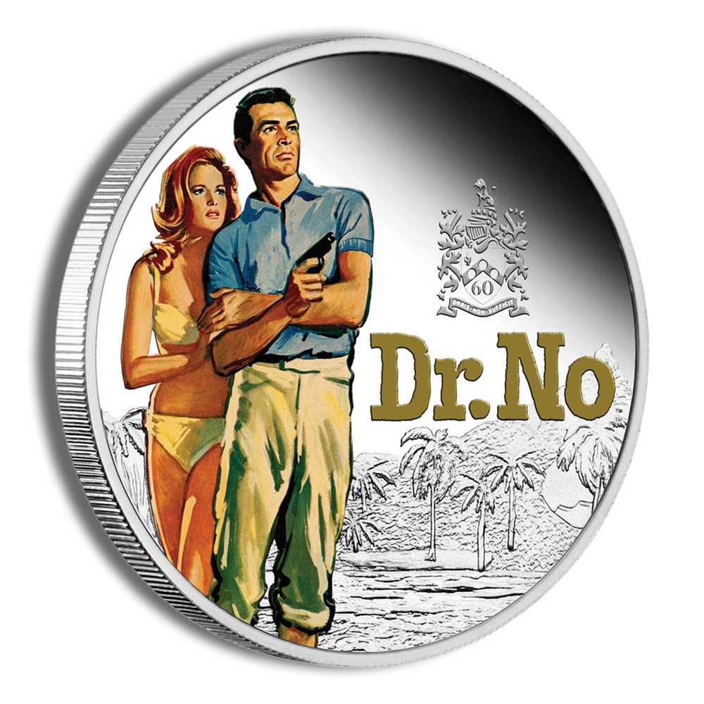 2022 Tuvalu 1 Oz $1 Silver Proof James Bond Dr. No (Coloured) - BU (with Box and COA)