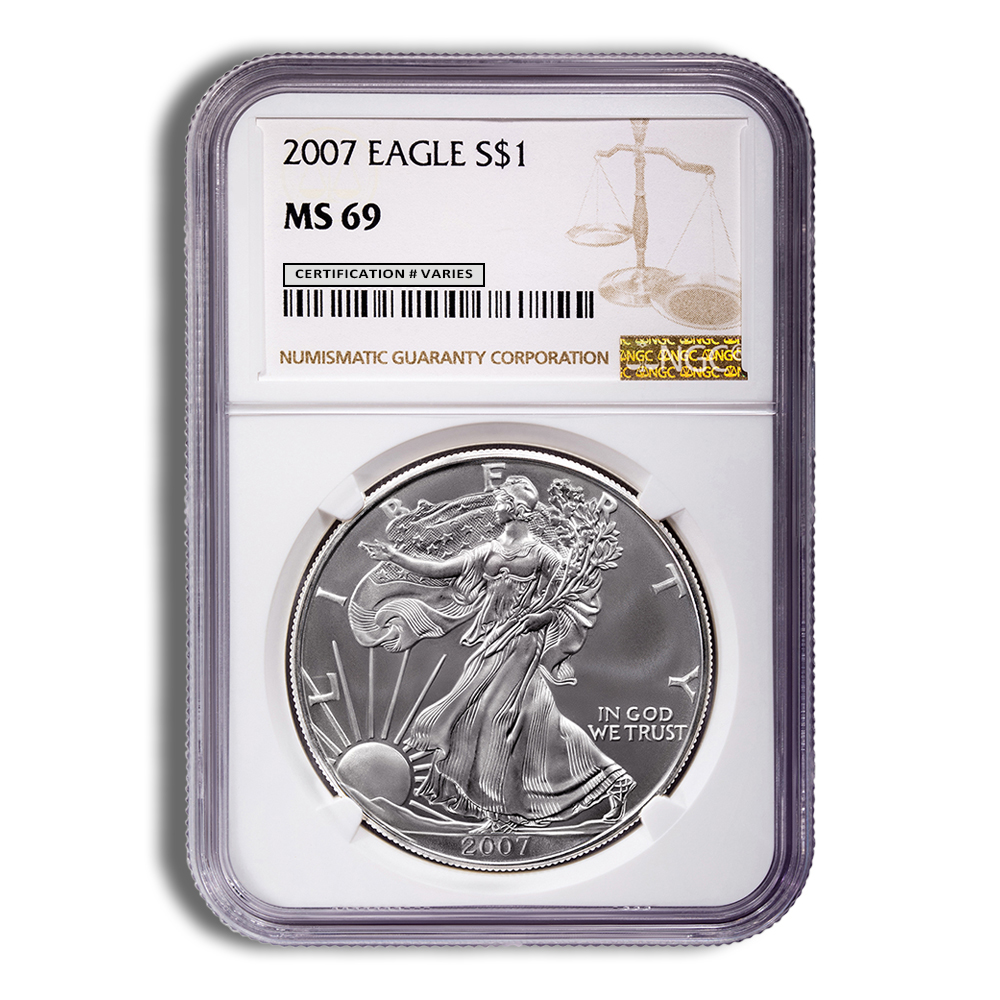 2007 Silver American Eagle - NGC MS69