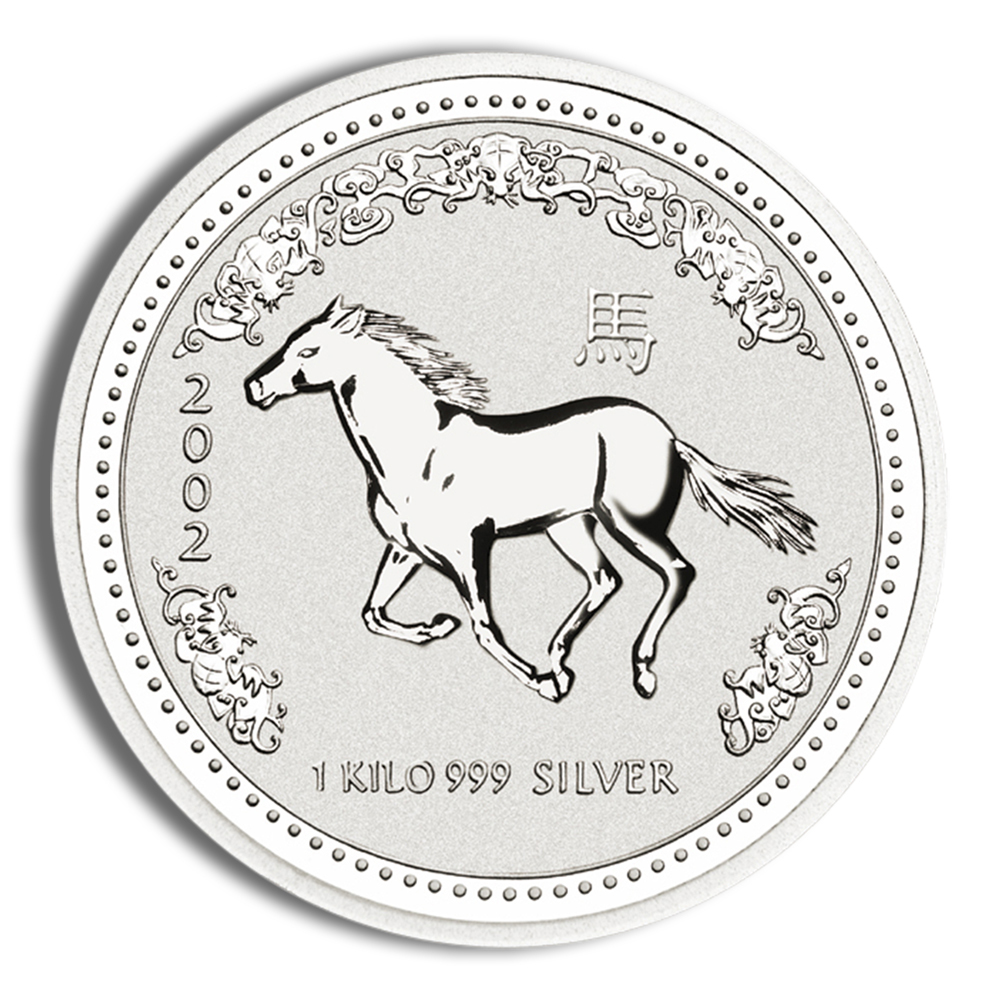 2002 1 Kilo Australia Silver Lunar Horse (Series I) - BU