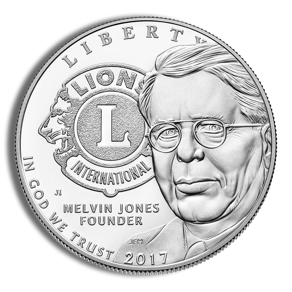 2017-P $1 Lions Club Centennial (Melvin Jones) Silver Commemorative Proof - BU