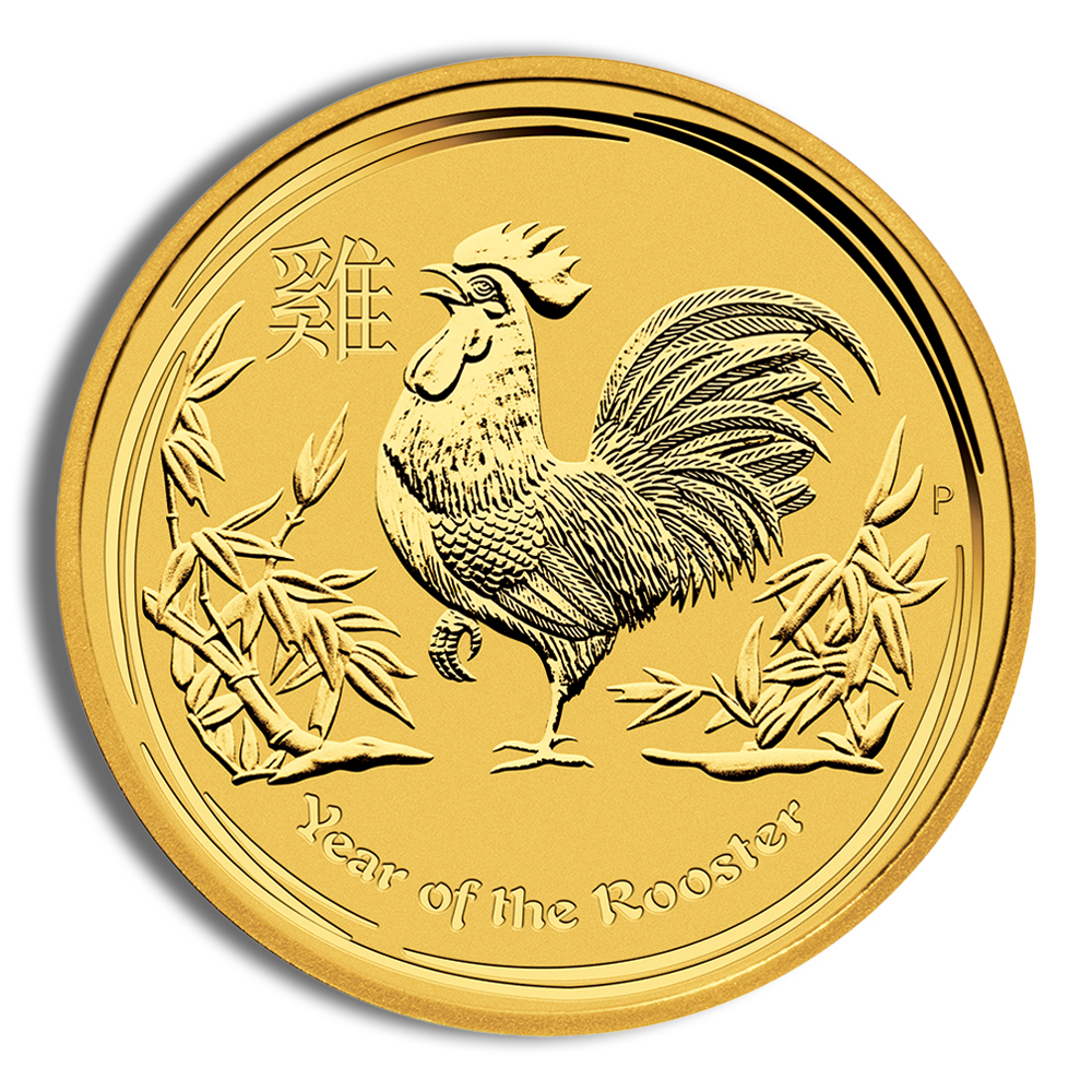 2017 1/10 Oz Australia Gold Lunar Rooster (Series II) - BU