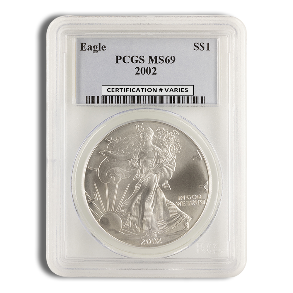 2002 Silver American Eagle - PCGS MS69