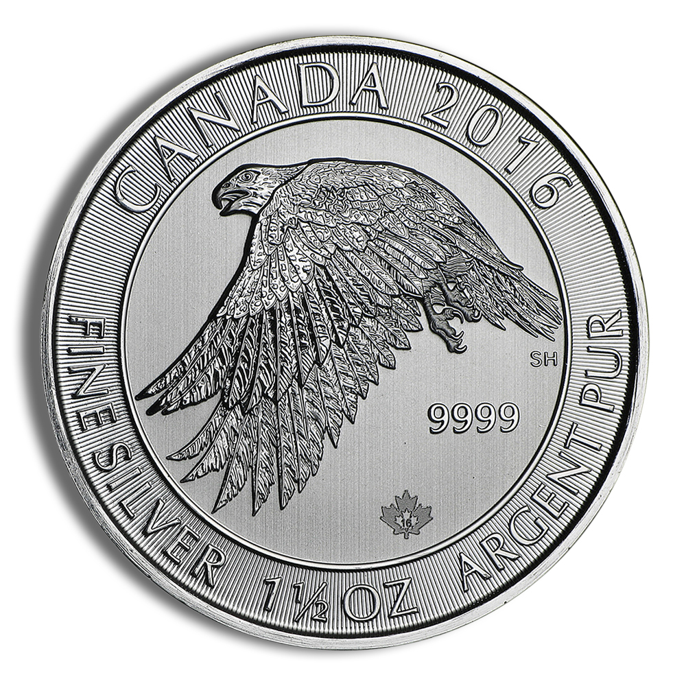 2016 1.5 Oz Canadian Snow Falcon Silver Coin - BU