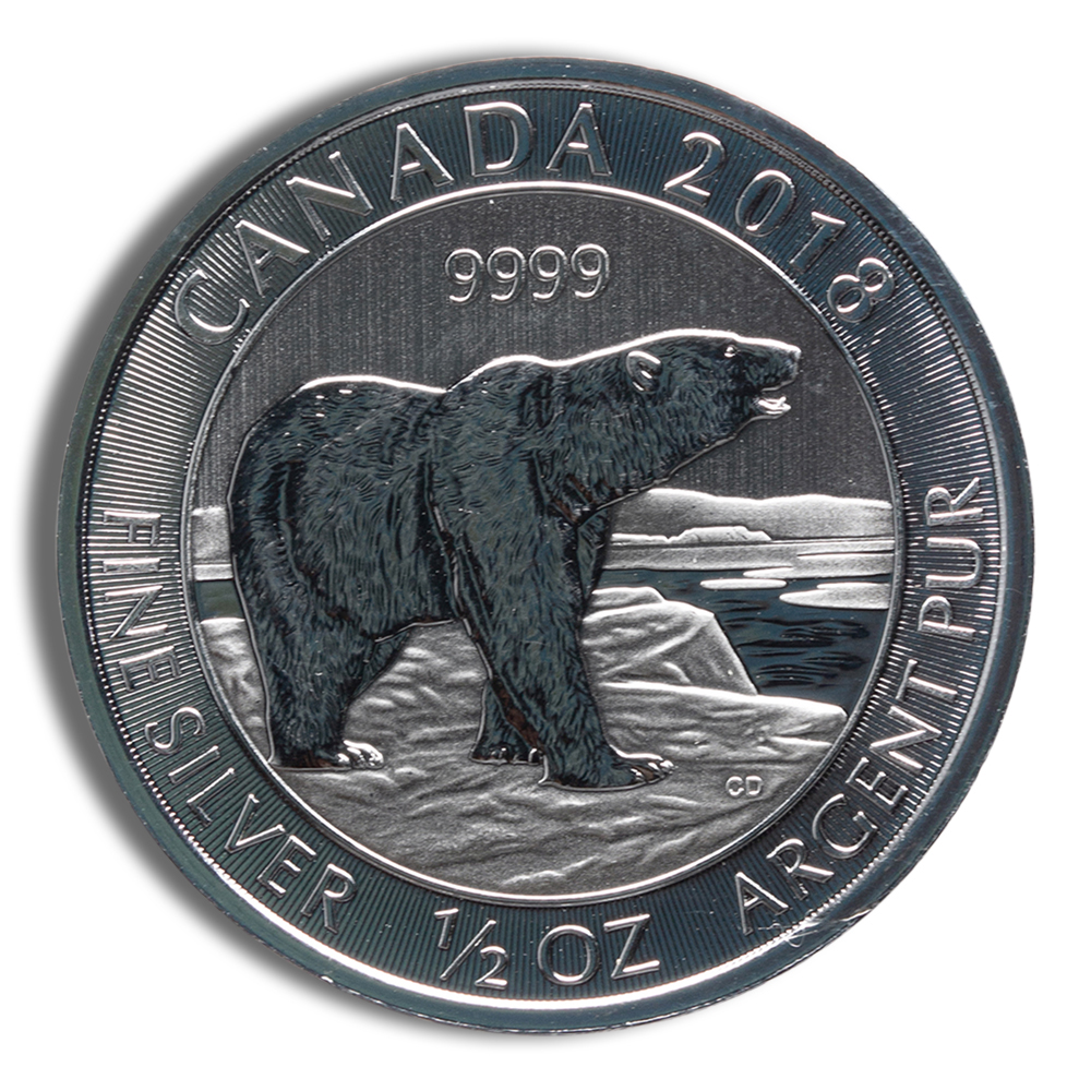 2018 1/2 Oz Canadian Polar Bear Silver Coin - BU