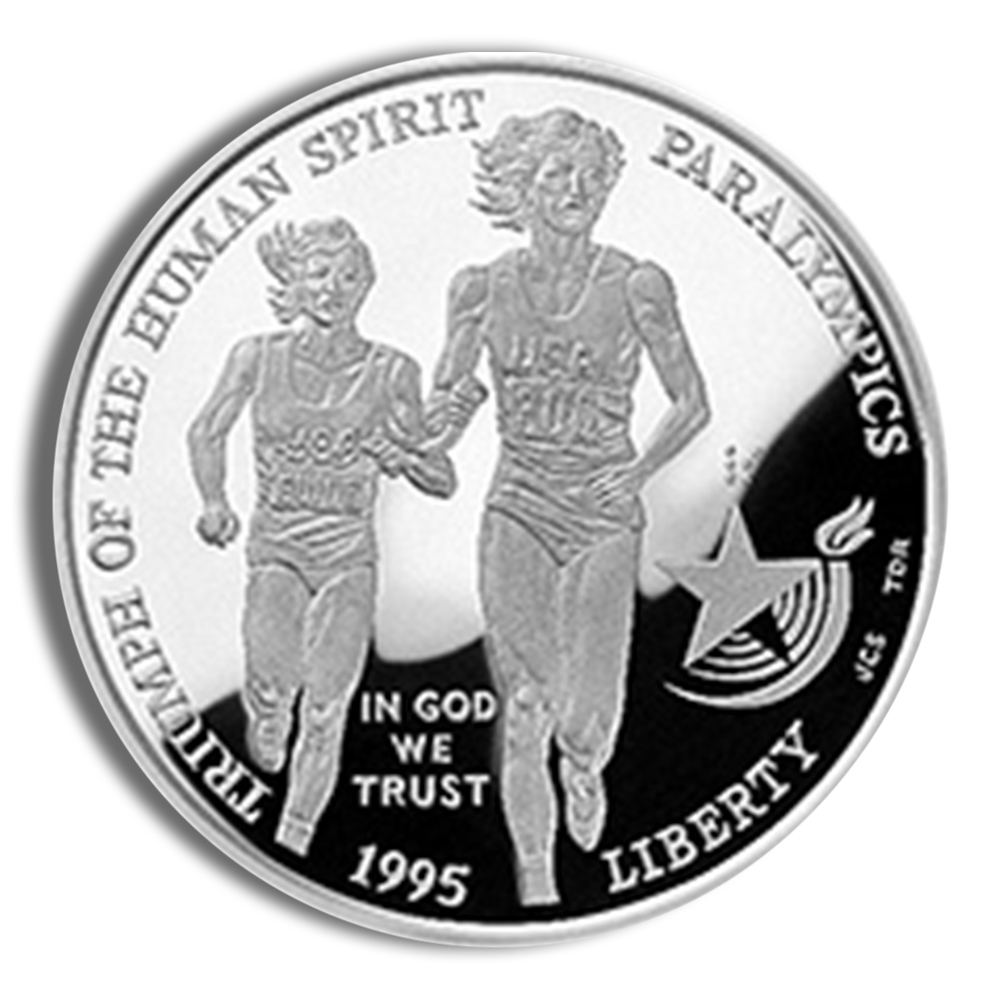 1995-P $1 Blind Runner Silver Commemorative Proof - BU