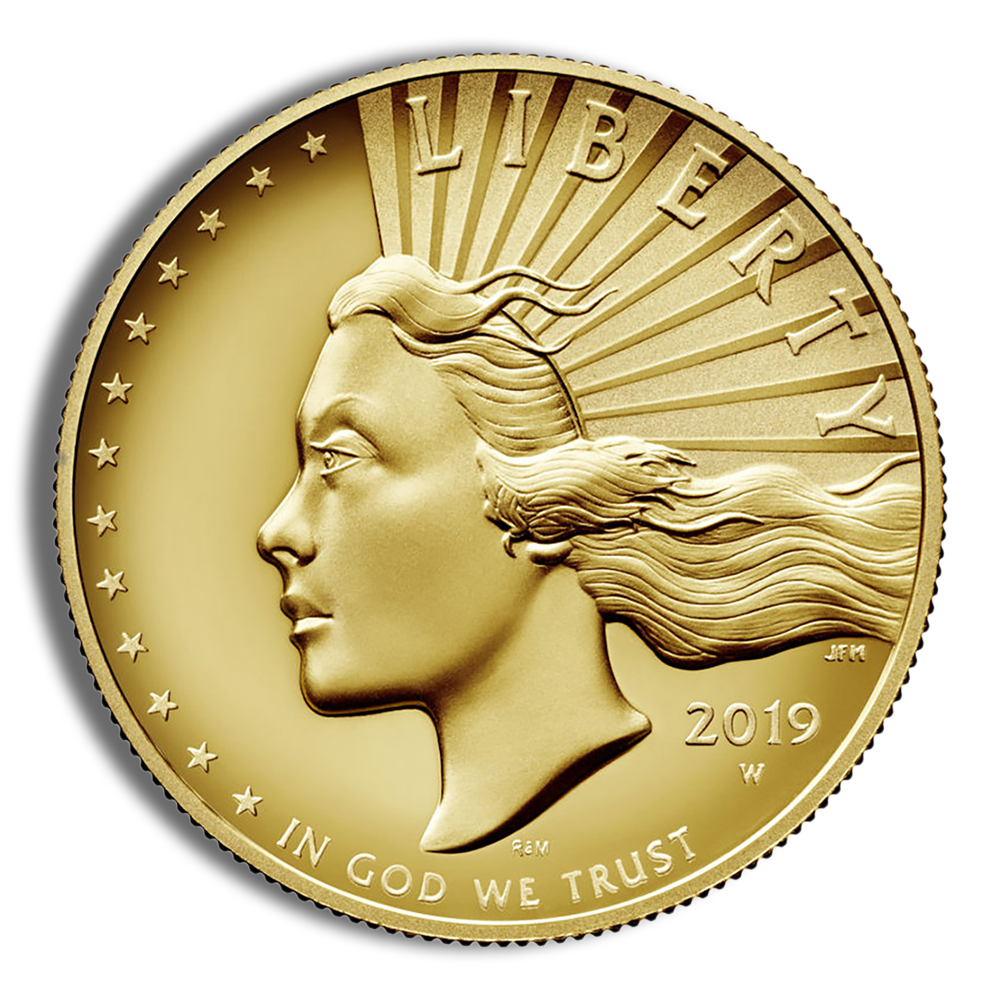 2019-W 1 Oz American Liberty High Relief Gold Coin - BU (with Box and COA)