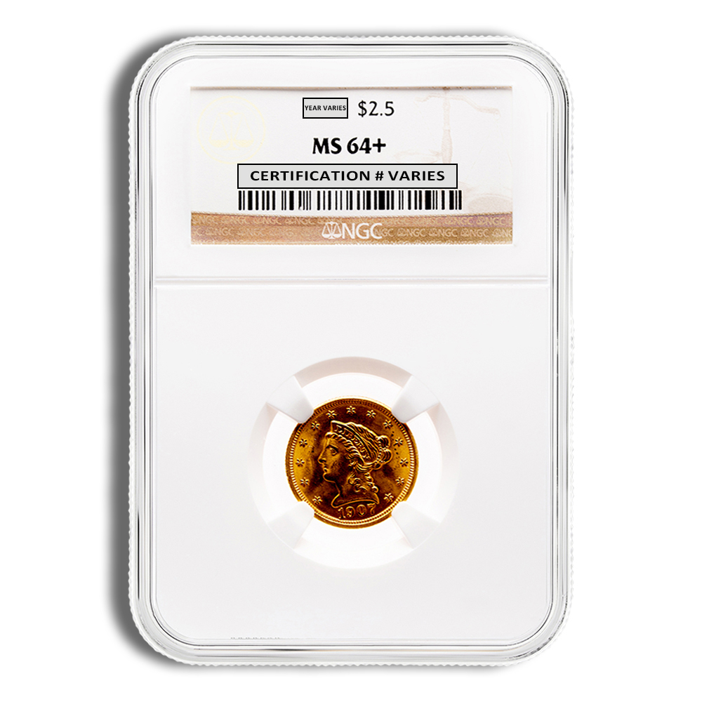 $2.5 Gold Liberty Quarter Eagle - NGC MS64 (Random Year)