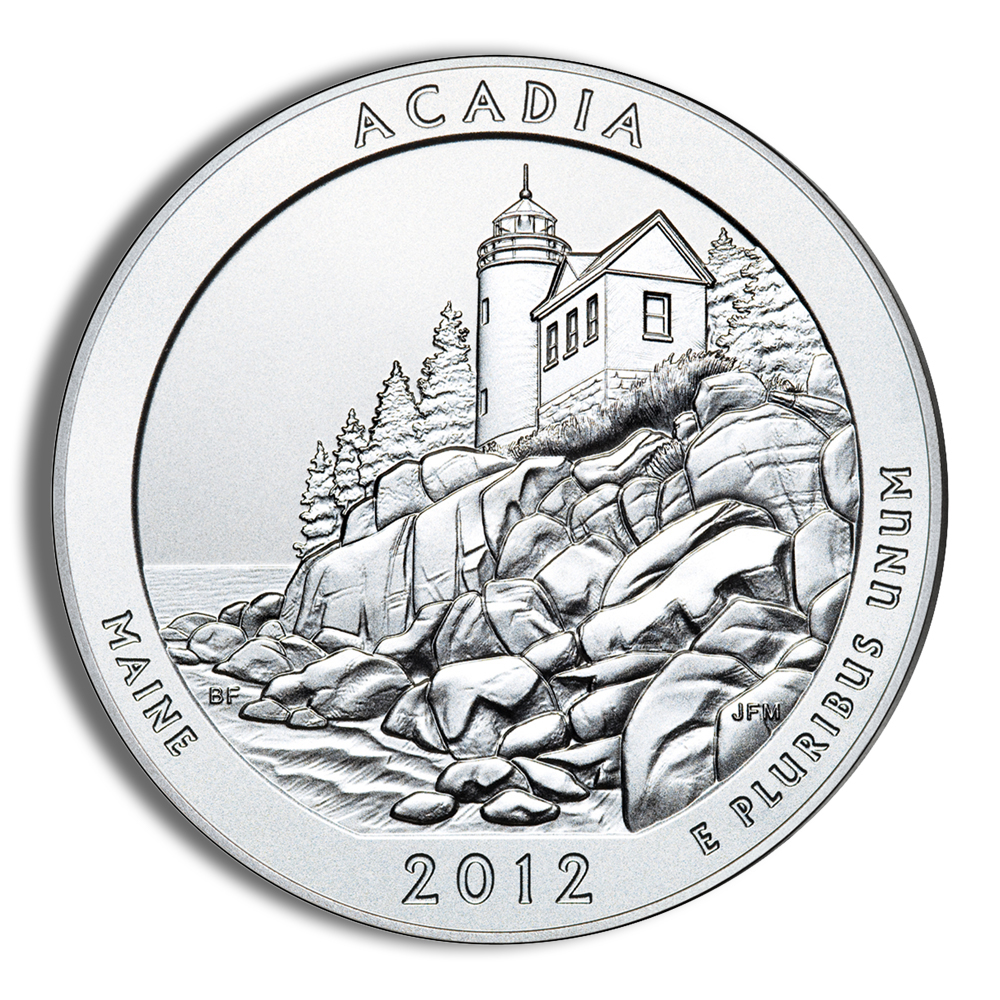 2012-P 5 Oz America The Beautiful Acadia Burnished Silver Coin - BU (Cap Only, No Box and COA)