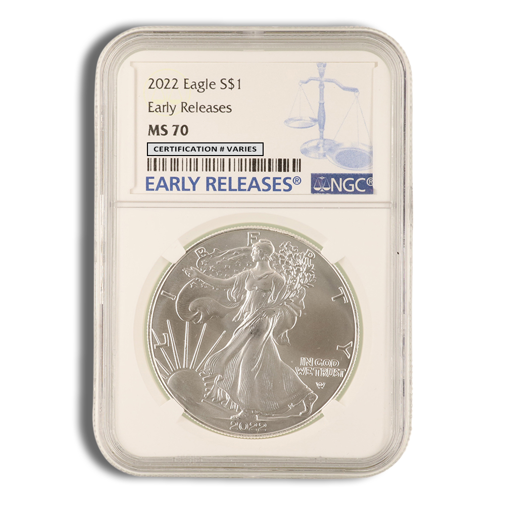 2022 Silver American Eagle - NGC MS70 Early Releases (Blue Label)