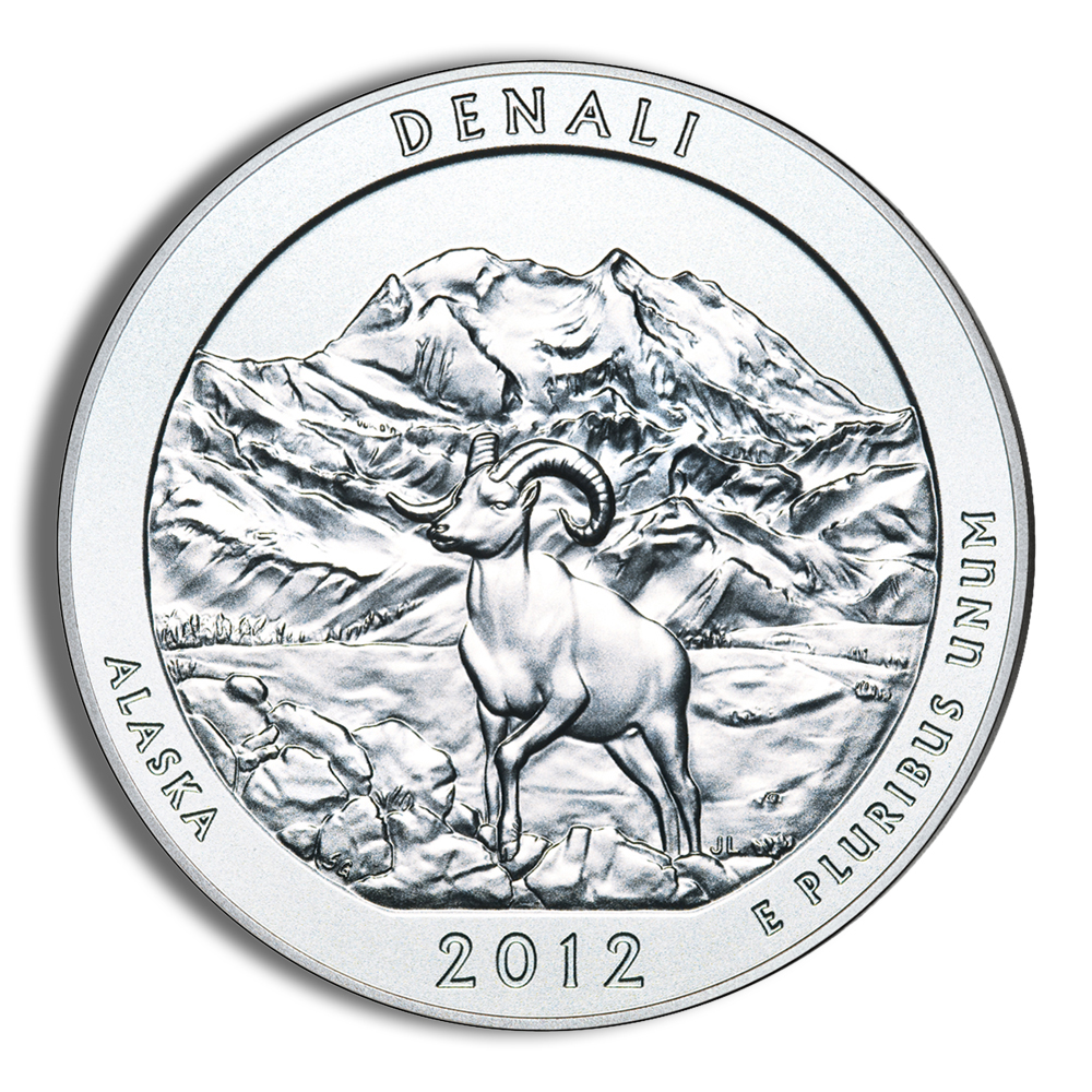 2012 5 Oz America The Beautiful Denali Silver Coin - BU