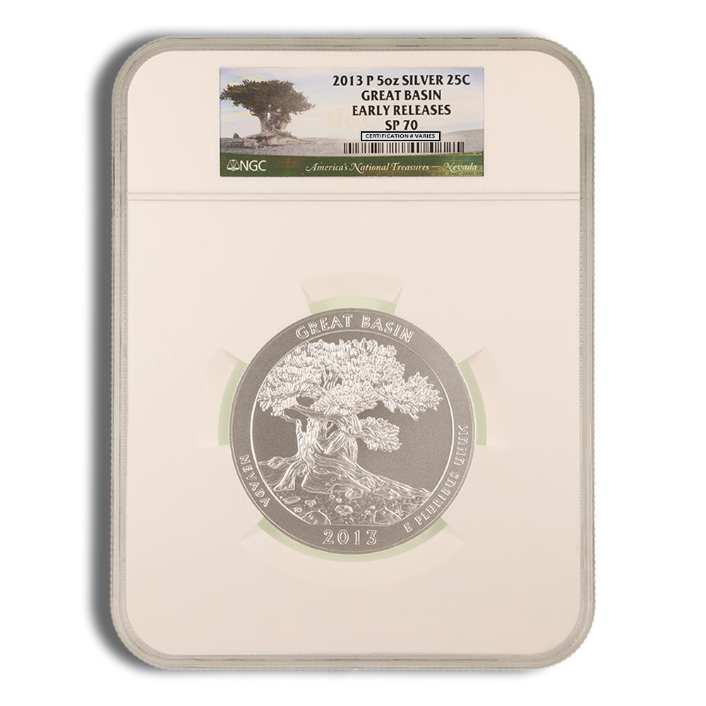 2013-P 5 Oz America The Beautiful Great Basin Silver Coin - NGC SP70