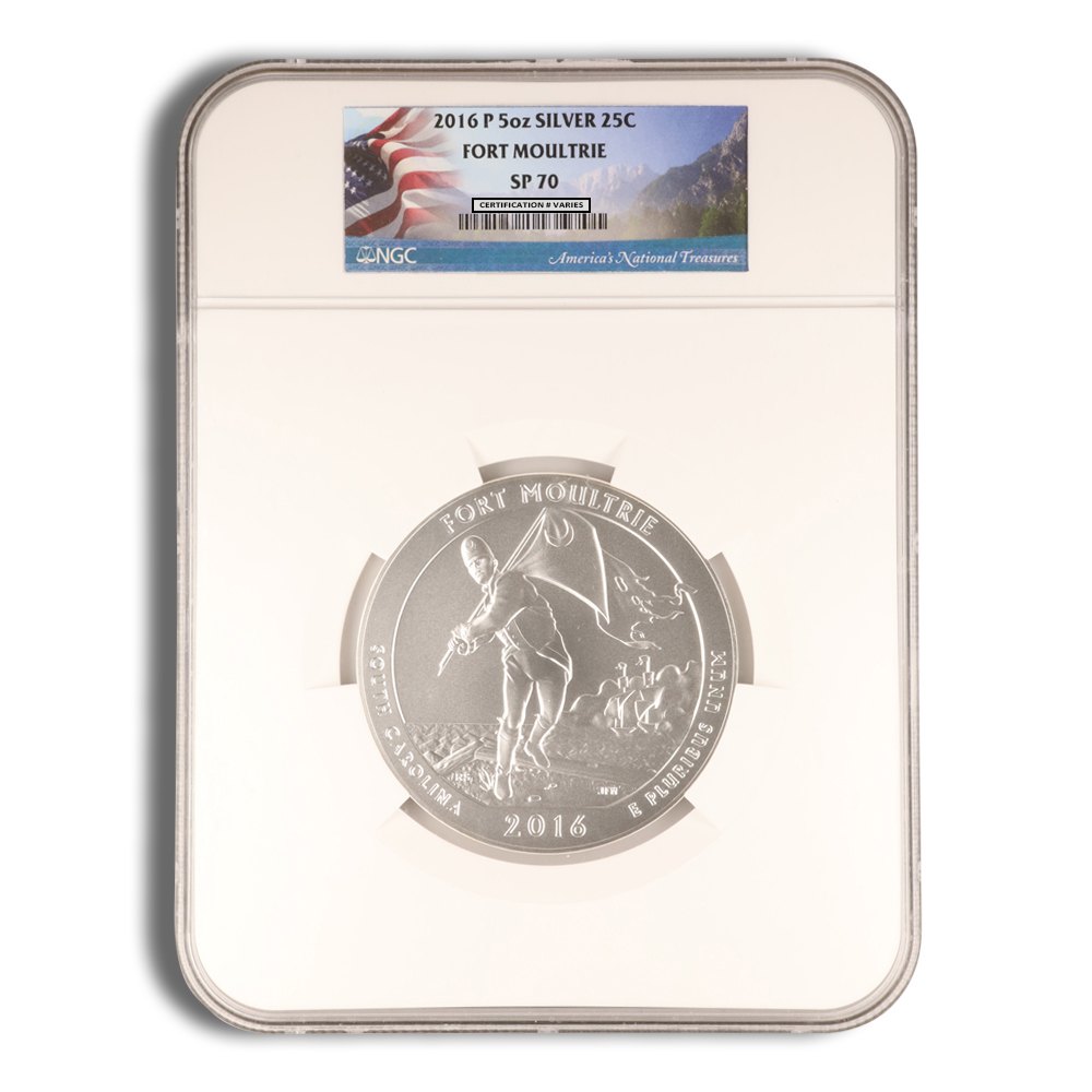 2016-P 5 Oz America The Beautiful Fort Moultrie Silver Coin - NGC SP70