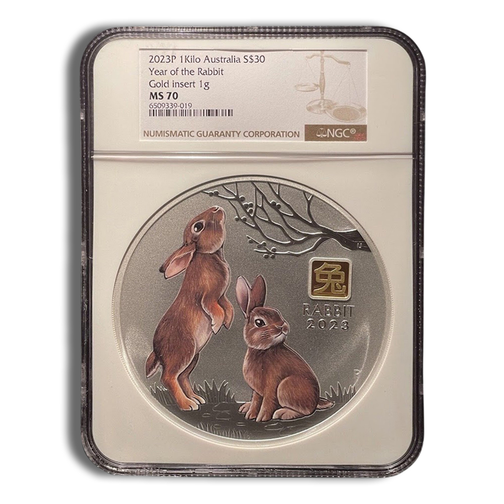 2023 1 Kilo Australia Silver Lunar Rabbit (Series III) - NGC MS70