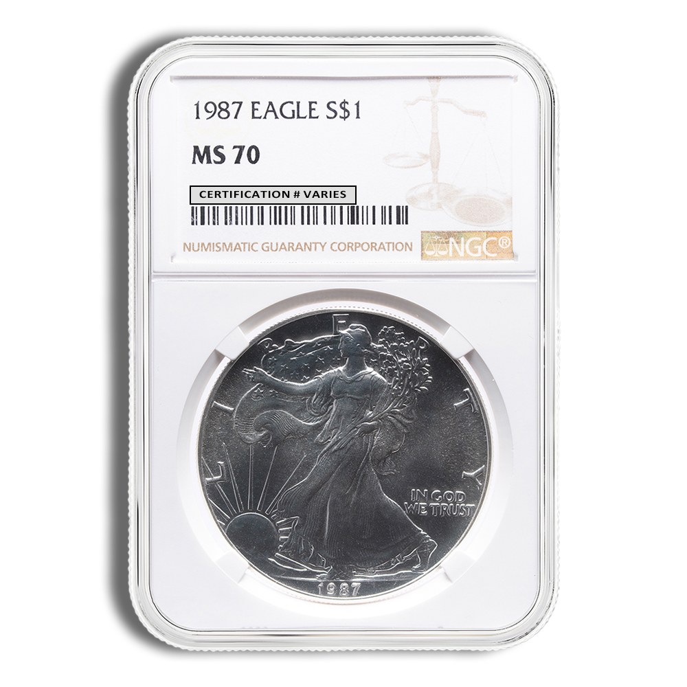 1987 Silver American Eagle - NGC MS70