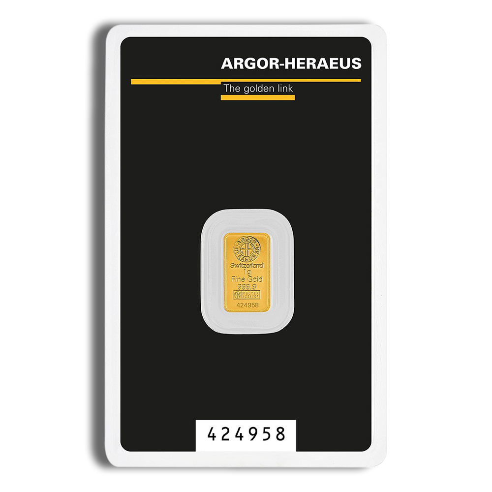 1 Gram Gold Bar - Argor-Heraeus (In Assay Card)