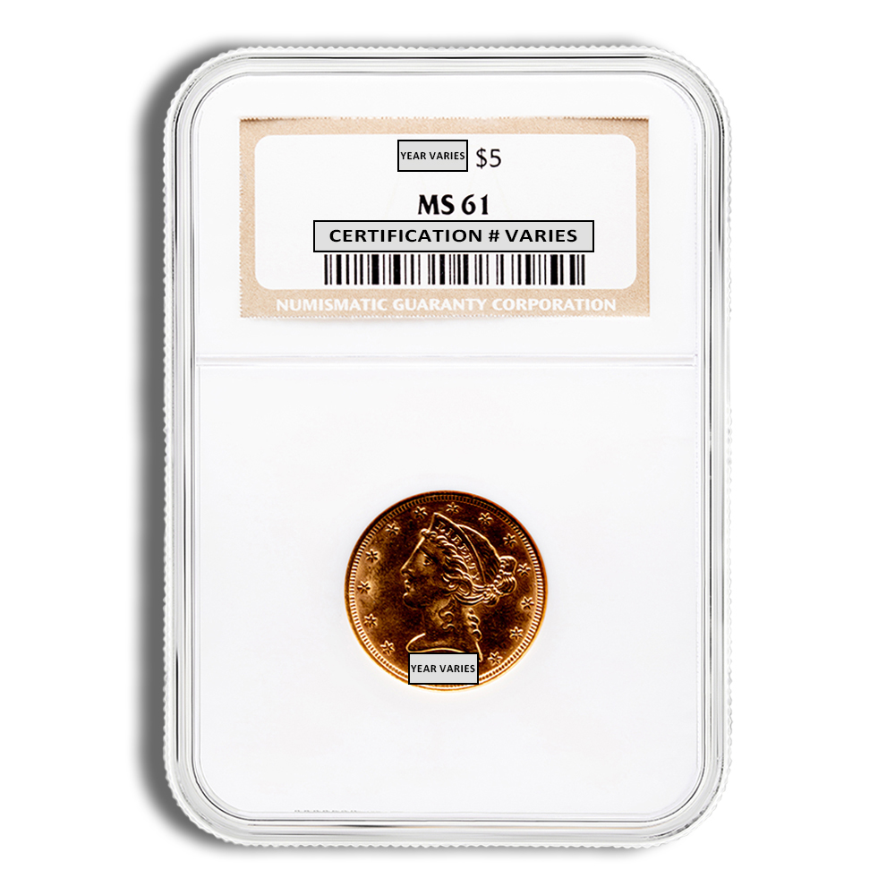 $2.5 Gold Liberty Quarter Eagle - NGC MS61 (Random Year)