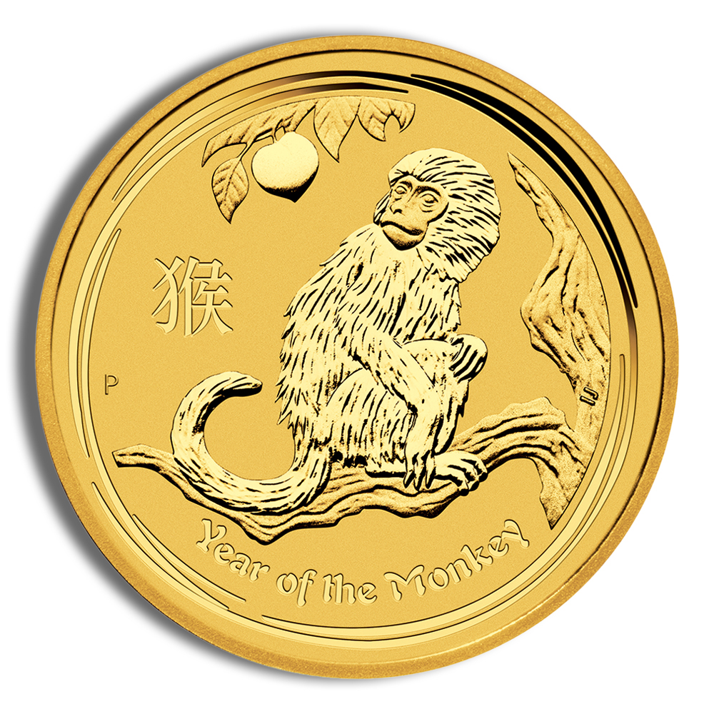 2016 1/10 Oz Australia Gold Lunar Monkey (Series II) - BU