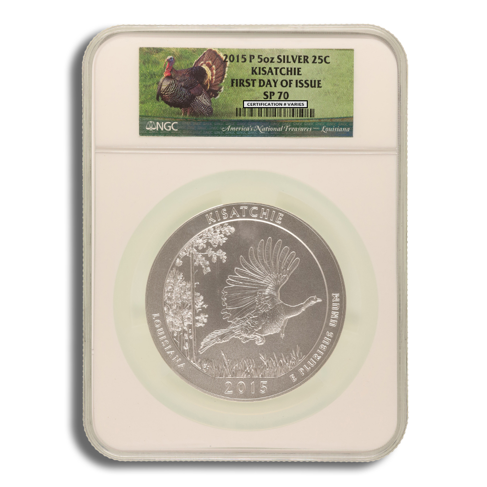 2015-P 5 Oz America The Beautiful Kisatchie Silver Coin - NGC SP70