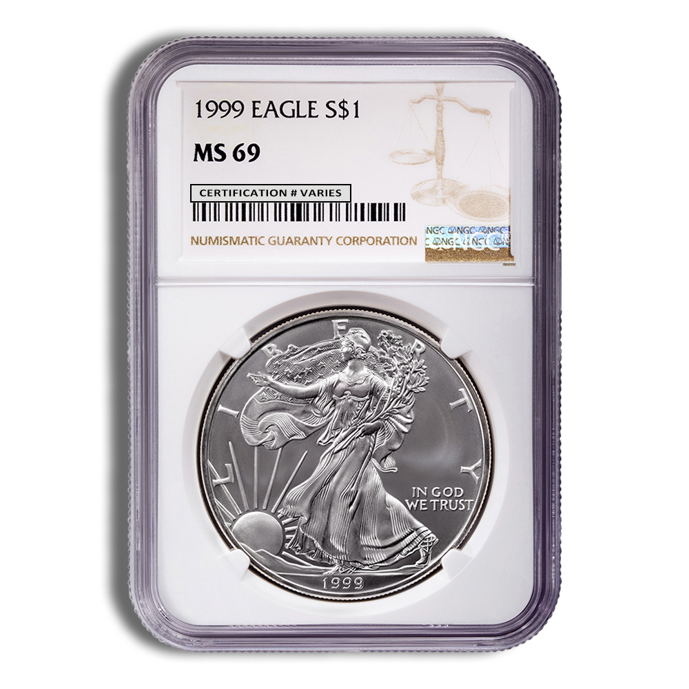 1999 Silver American Eagle - NGC MS69