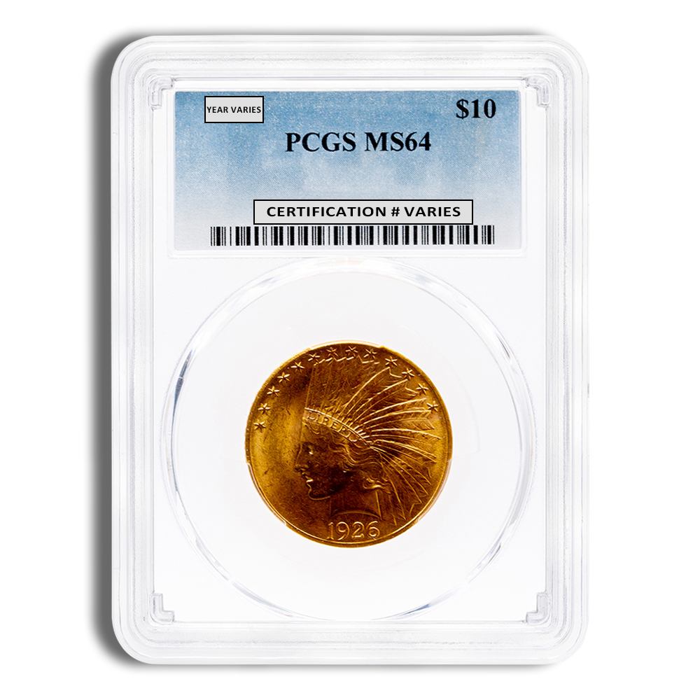 $10 Gold Indian Eagle - PCGS MS64 (Random Year)