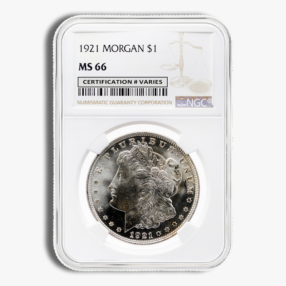 1921 Morgan Silver Dollar - NGC MS66