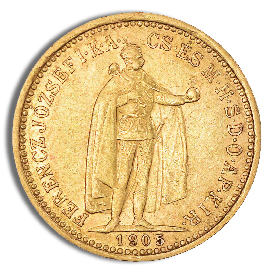 Hungary 10 Korona Gold Coin - XF+ (Random Year)