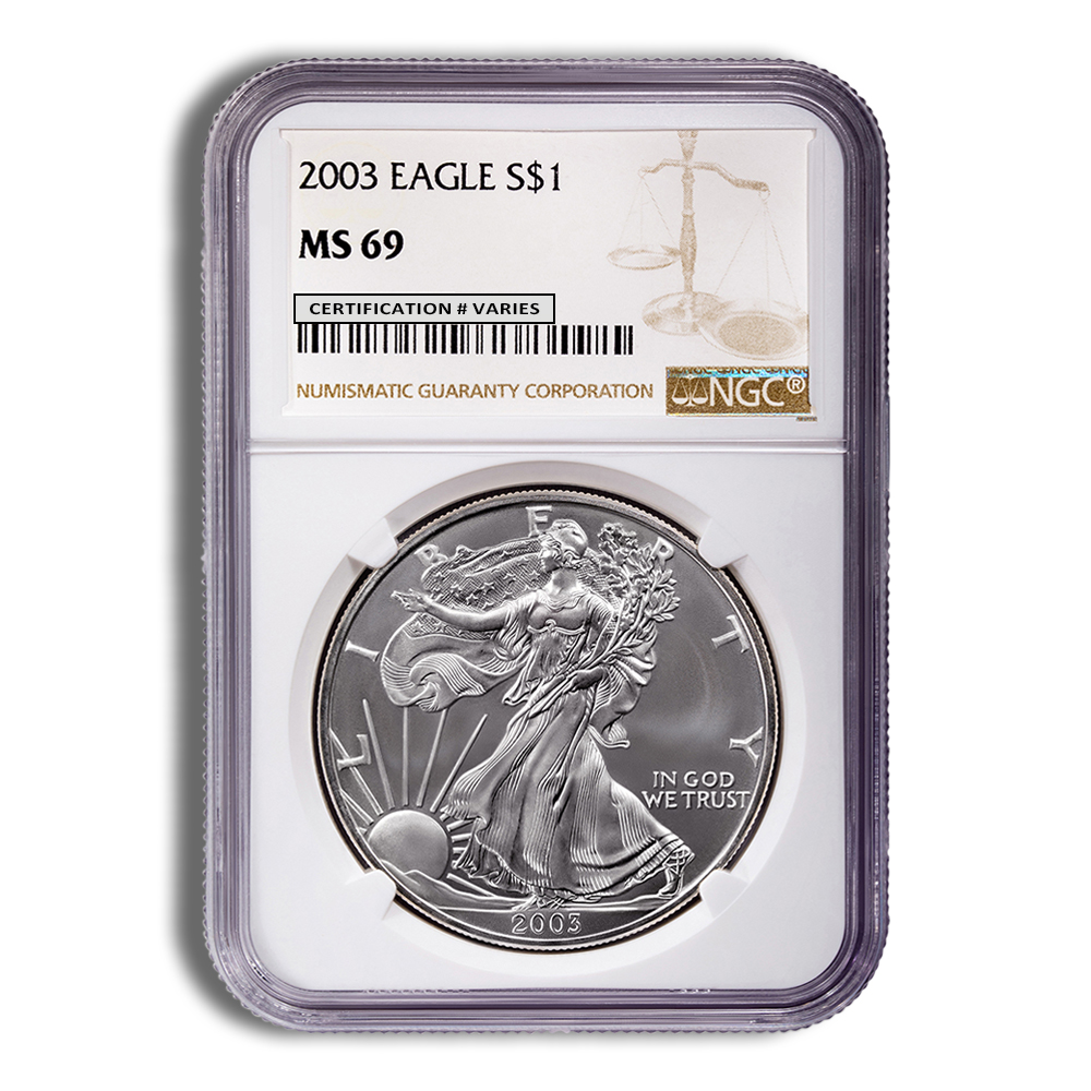 2003 Silver American Eagle - NGC MS69