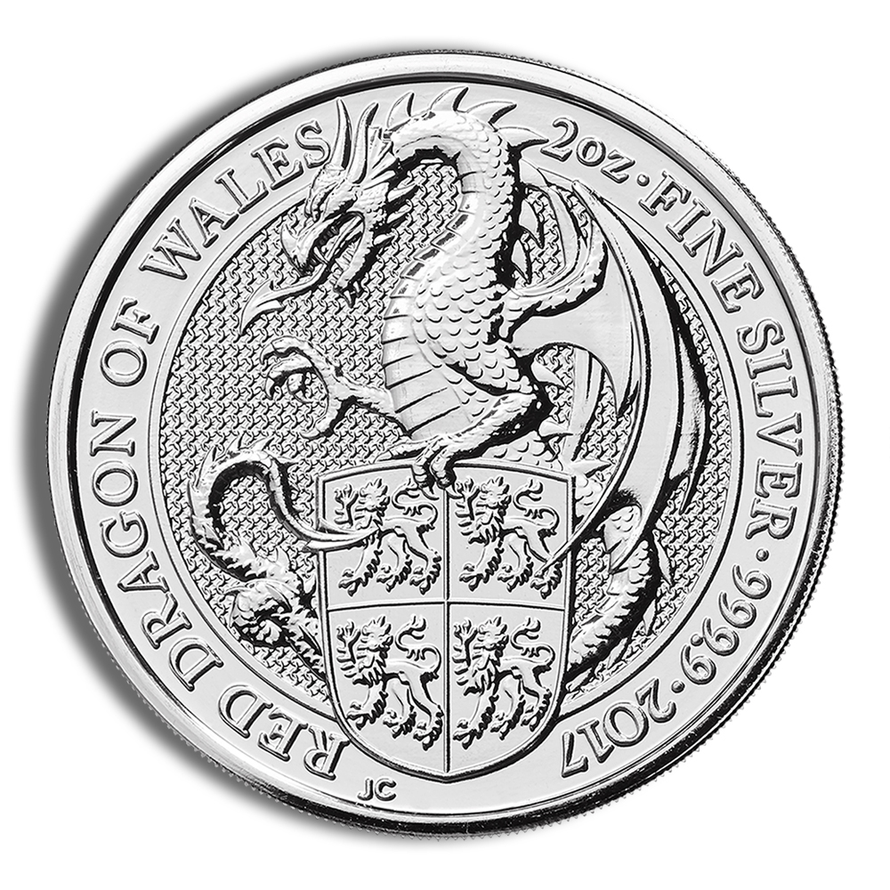 2017 2 Oz Silver Great Britain Queen's Beasts (Dragon) - BU