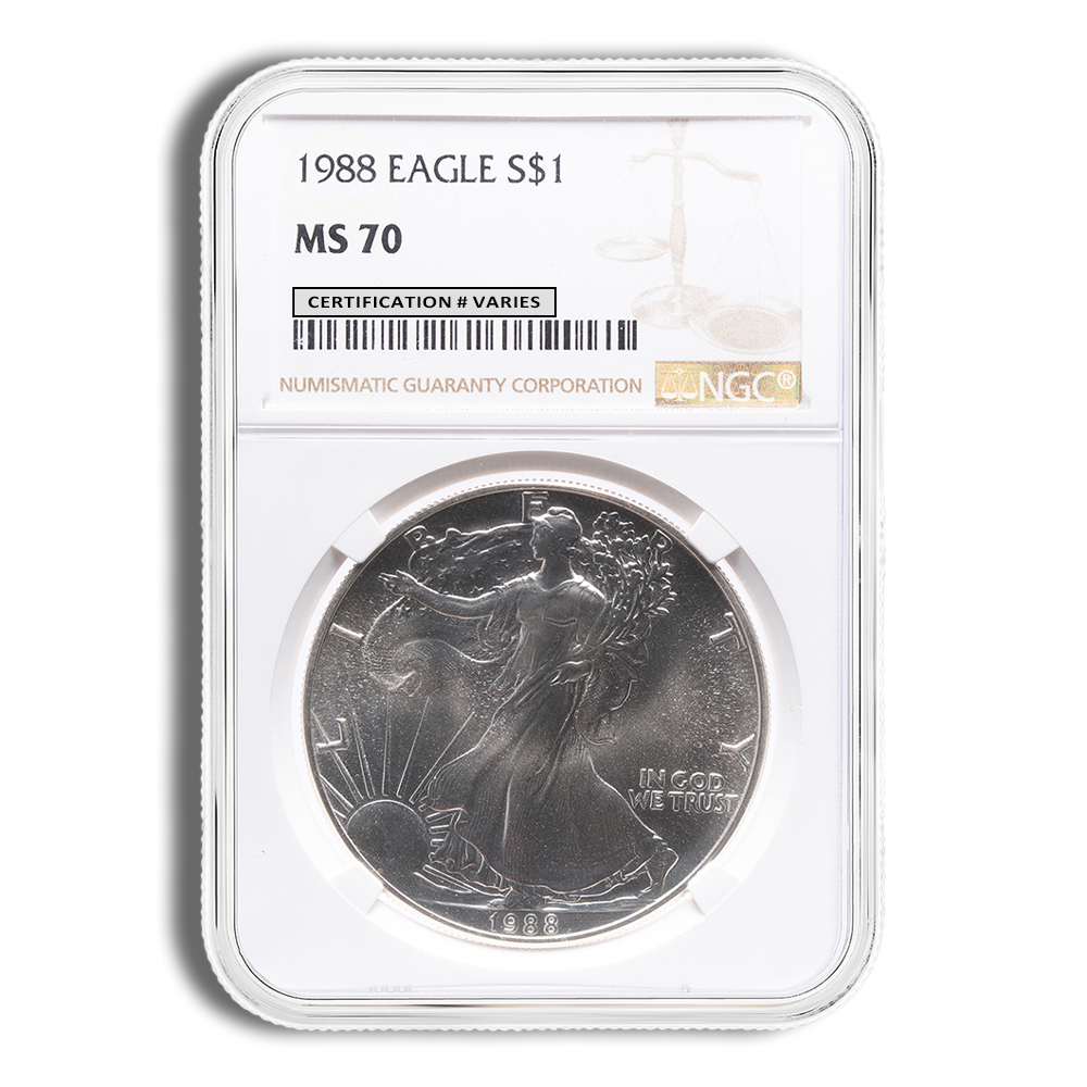 1988 Silver American Eagle - NGC MS70