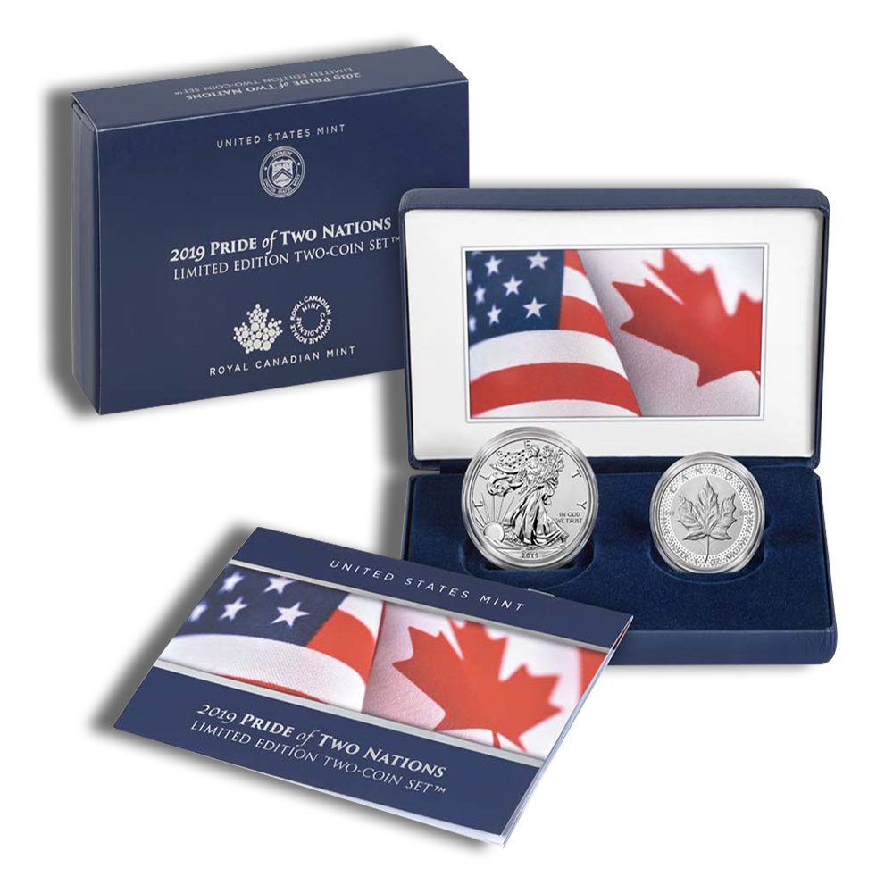 2019 Pride of Two Nations Silver Eagle and Maple Leaf Two-Coin Set - BU (with Box and COA)