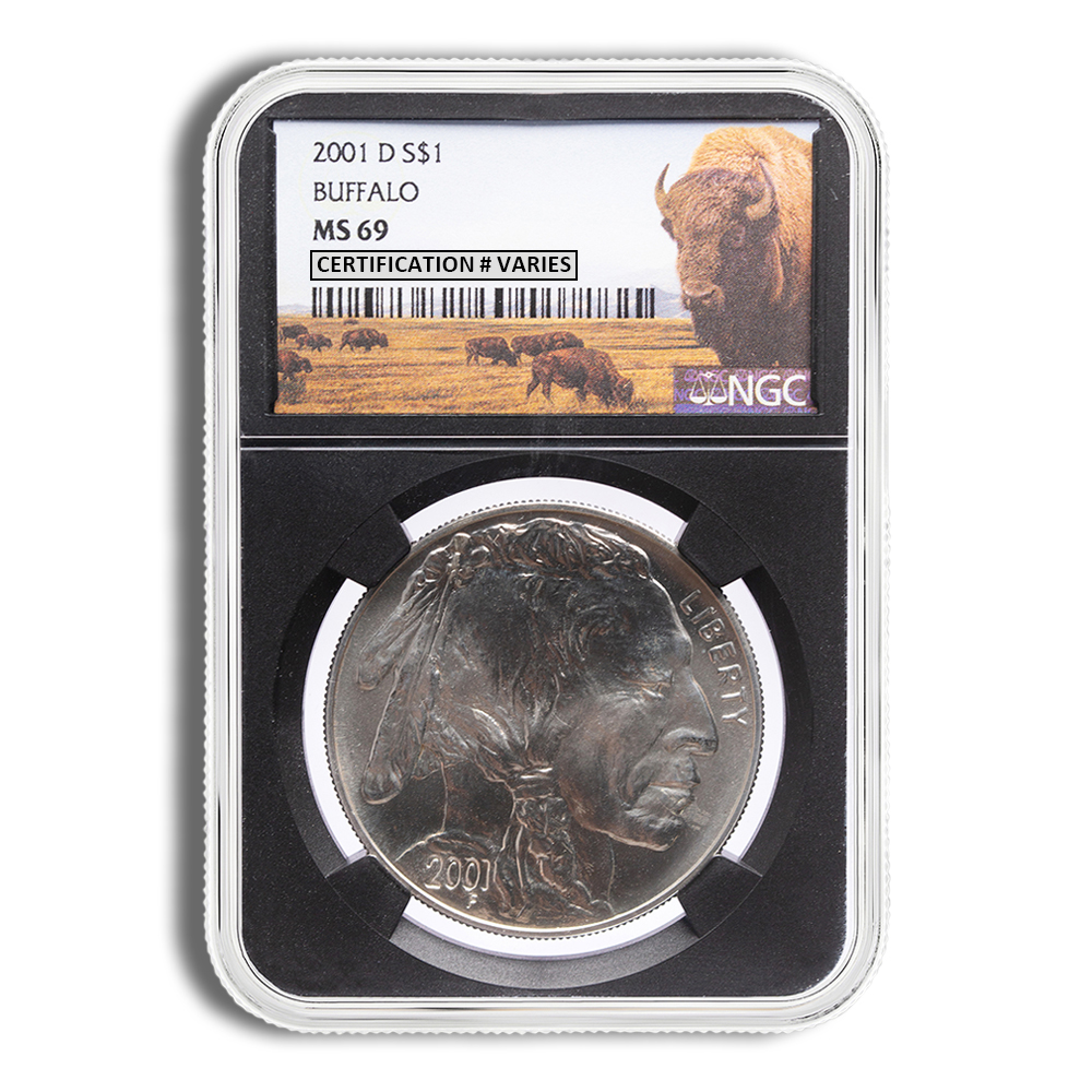 2001-D $1 Silver Buffalo Commemorative - NGC MS69 (Black Slab)