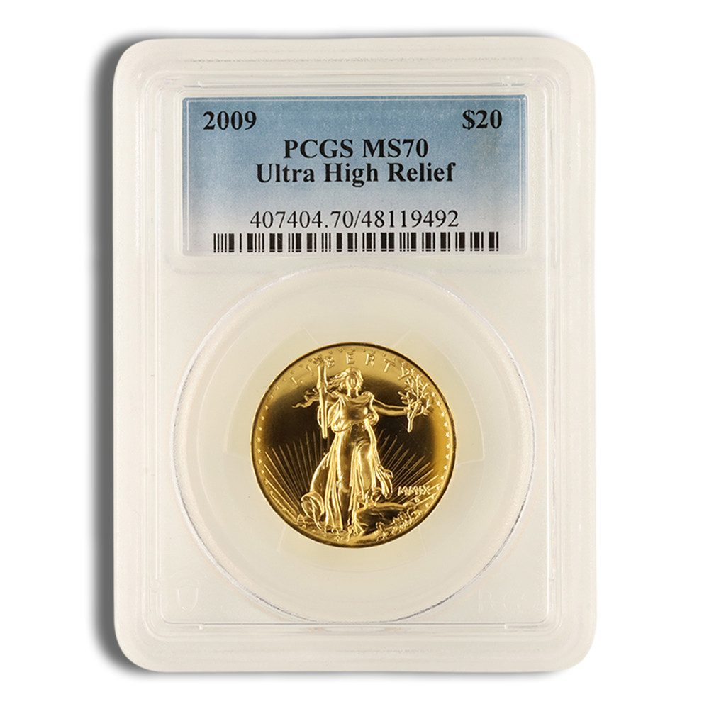 2009 Ultra High Relief $20 Double Eagle Gold Coin - PCGS MS70