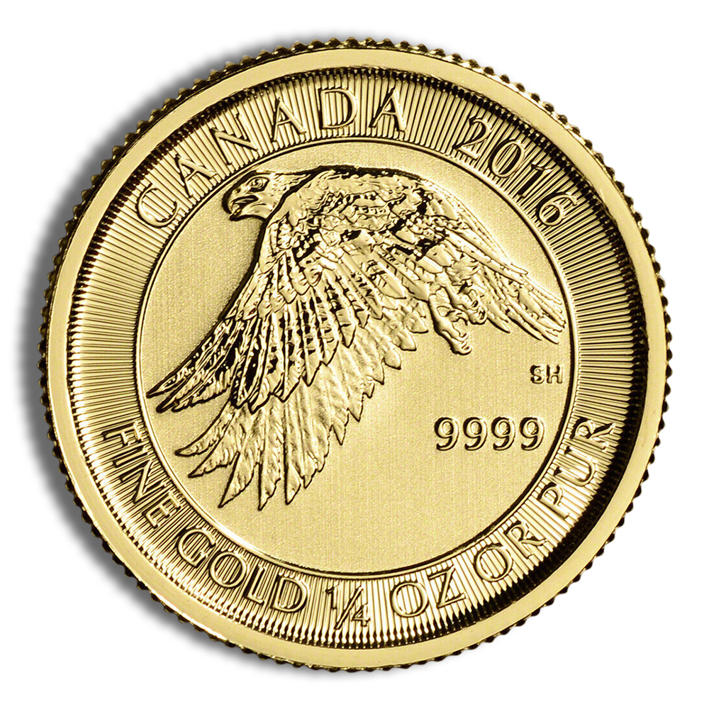 2016 1/4 Oz Canadian Snow Falcon Gold Coin - BU