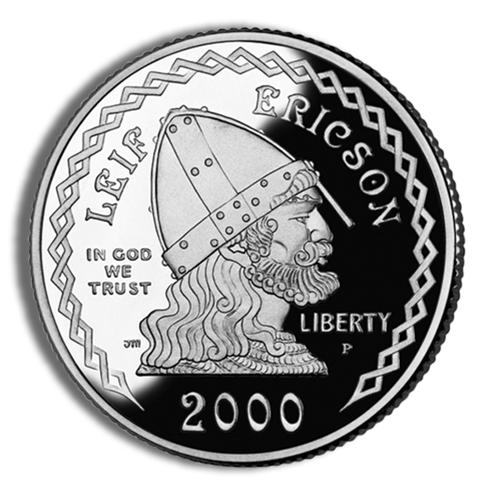 2000-P $1 Leif Ericson Silver Commemorative Proof - BU