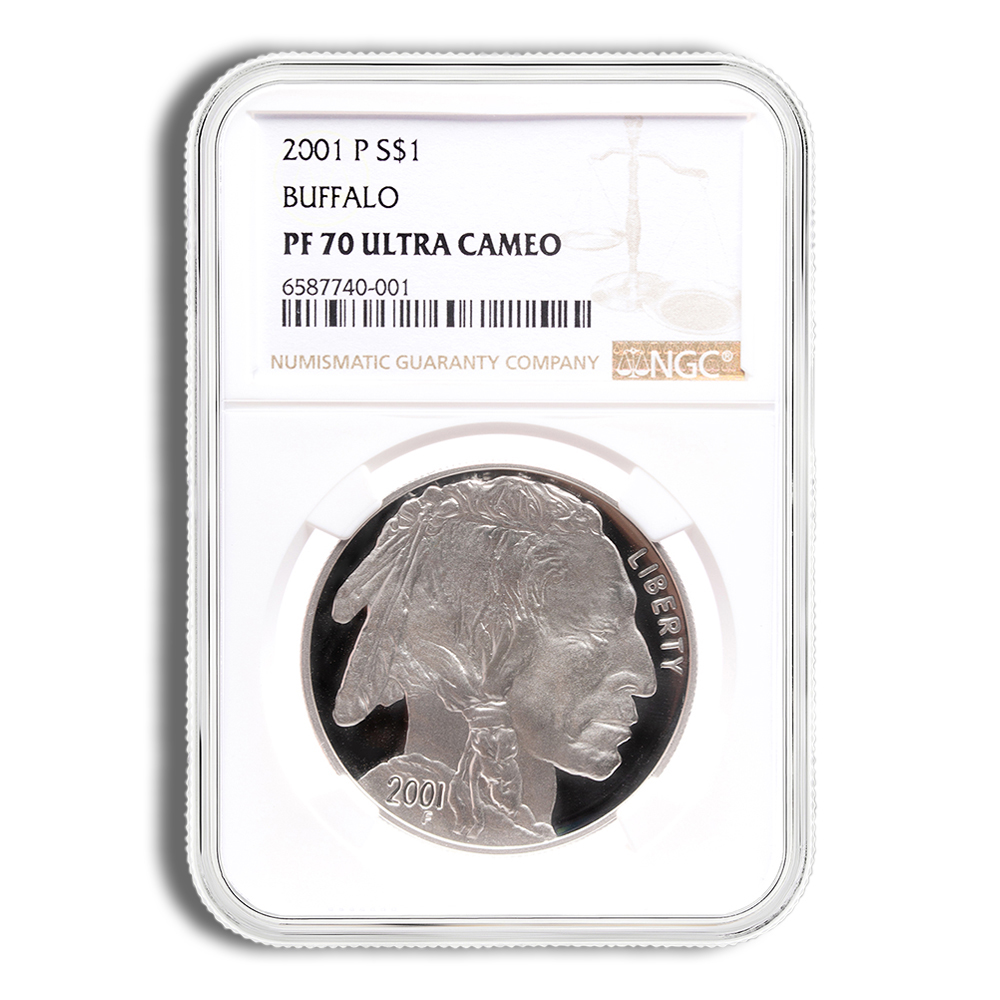 2001-P $1 Silver Buffalo Commemorative - NGC PF70