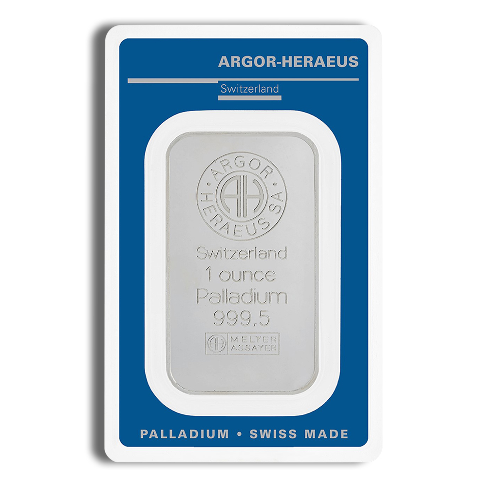 1 Oz Palladium Bar - Argor-Heraeus (In Assay Card)