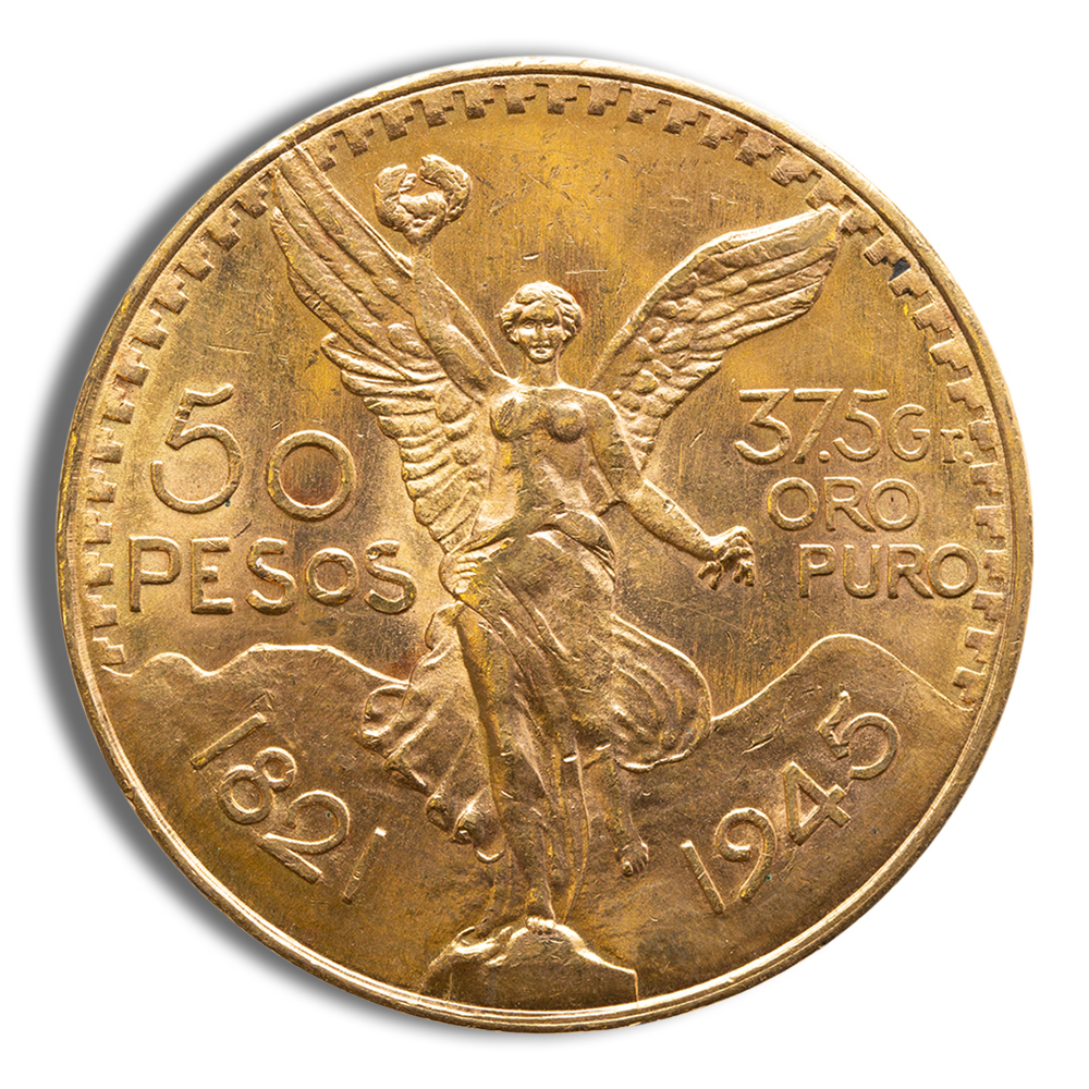 1944 Mexico Gold 50 Peso - AU