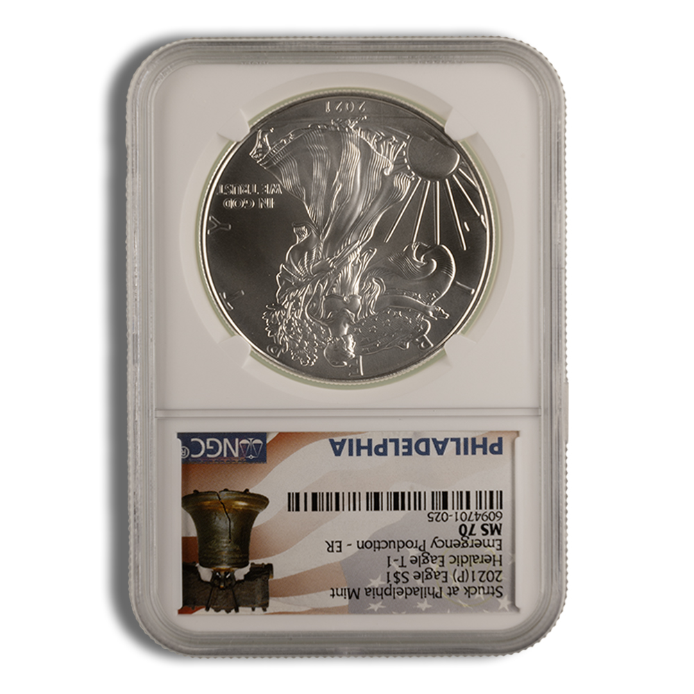 2021-P Silver American Eagle Type 1 - NGC MS70 (Early Releases, Emergency Production)