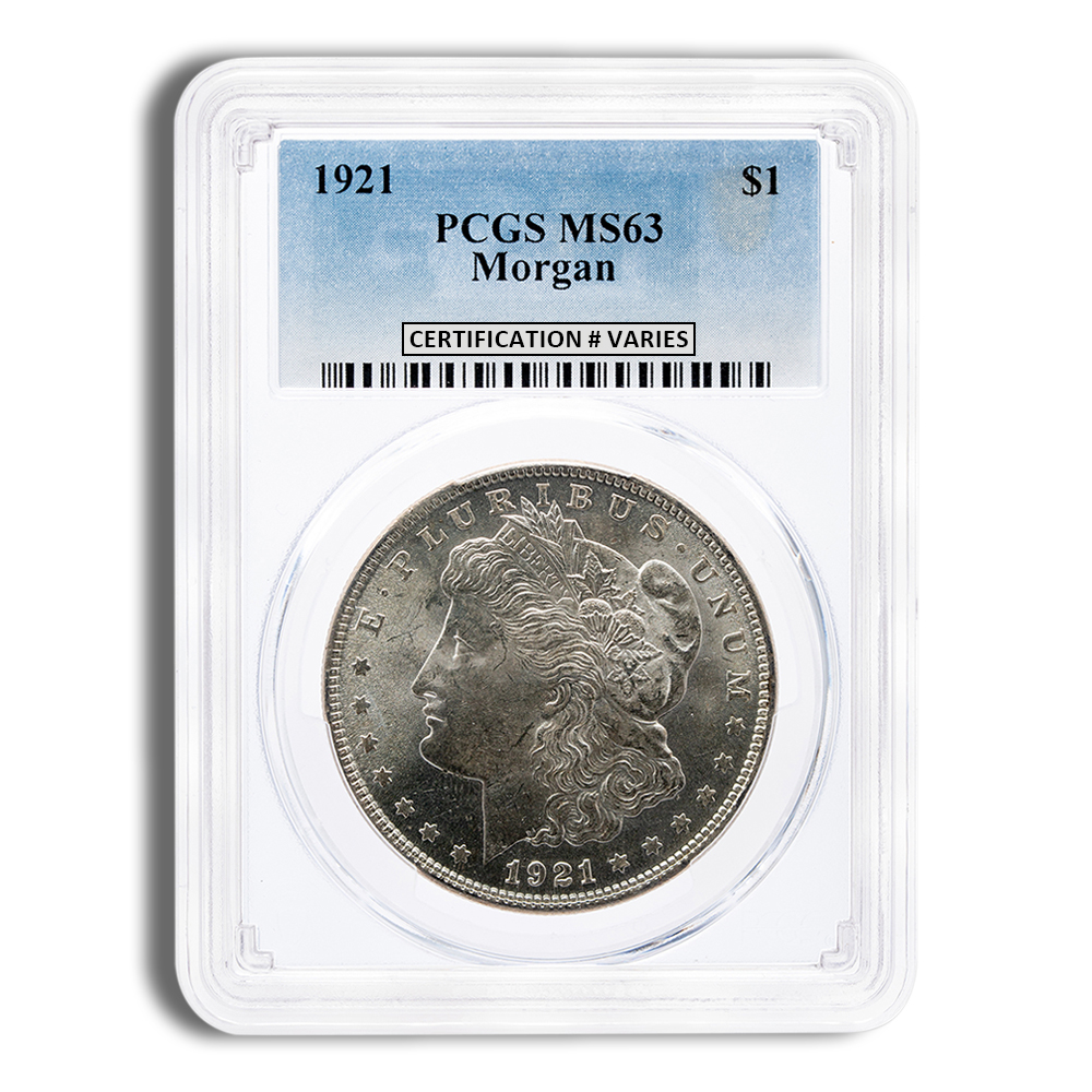 1921 Morgan Silver Dollar - PCGS MS63